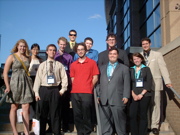 Members of YSU’s 2013 MathFest team are, left to right: (Back row) Kim Do, Blain Patterson, Camron Bagheri, Shawn Doyle, Michael Baker and Dan Catello. (Front row) Sarah Ritchey, James Munyon, Matt Pierson, Eric Shehadi and Ashley Orr. Photo courtesy of George Yates.