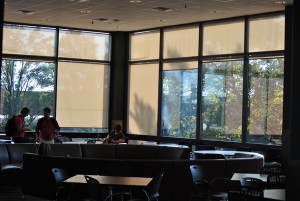 Students study in the newly renovated lounge in DeBartolo Hall. The renovations were part of a $8.2 million project that spanned four buildings across YSU’s campus. Photo by Frank George/ The Jambar.