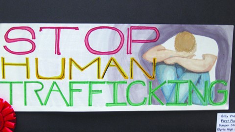 Students of Beaumont High School participated in an art contest for the Collaborative to End Human Trafficking. Photo courtesy of Anne Victory. 