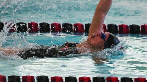 Senior swimmer Ashley Dow competed in the 100 Butterfly during the Magnus Invitational on Nov. 22, 2014. Dow finished with a time of 59.15, which is the second fastest time for the team this season. Photo courtesy of YSU Sports Information. 