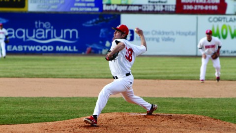 Senior pitcher Ryan Krokos played in 13 games last season, starting 11 games. Krokos started in Youngstown State University’s Horizon League Championship victory against Wright State University on May 24, 2014. Photo courtesy of Ron Stevens.  