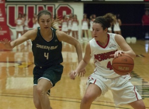 Youngstown State University guard Nikki Arbanas was one of three Penguins to score 13 points in Saturday's 68-60 loss to the University of Wisconsin-Green Bay.